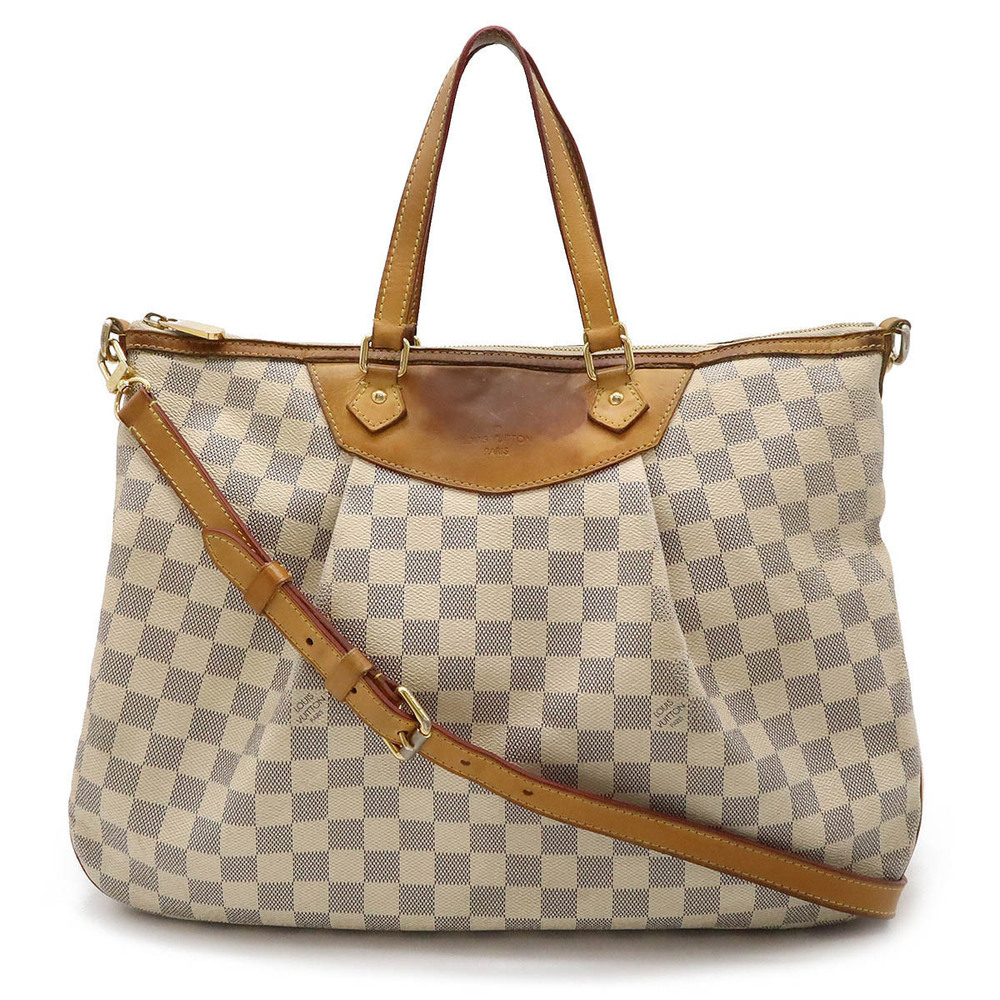 LOUIS VUITTON Damier Azur White Siracusa Tote Bag Shoulder Crossbody